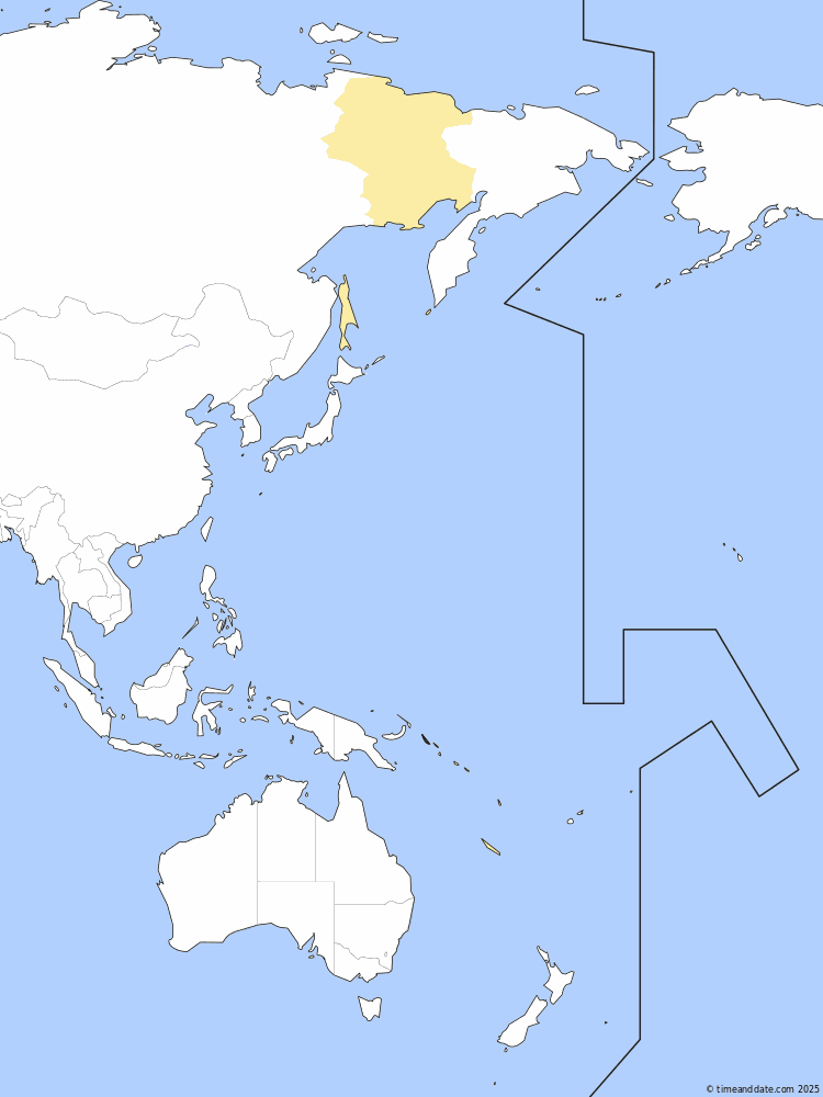 Time zone map of BST