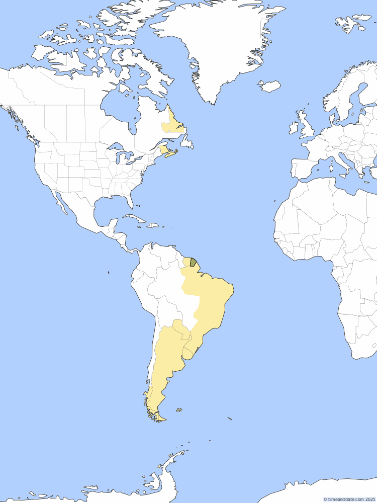 Time zone map of GFT